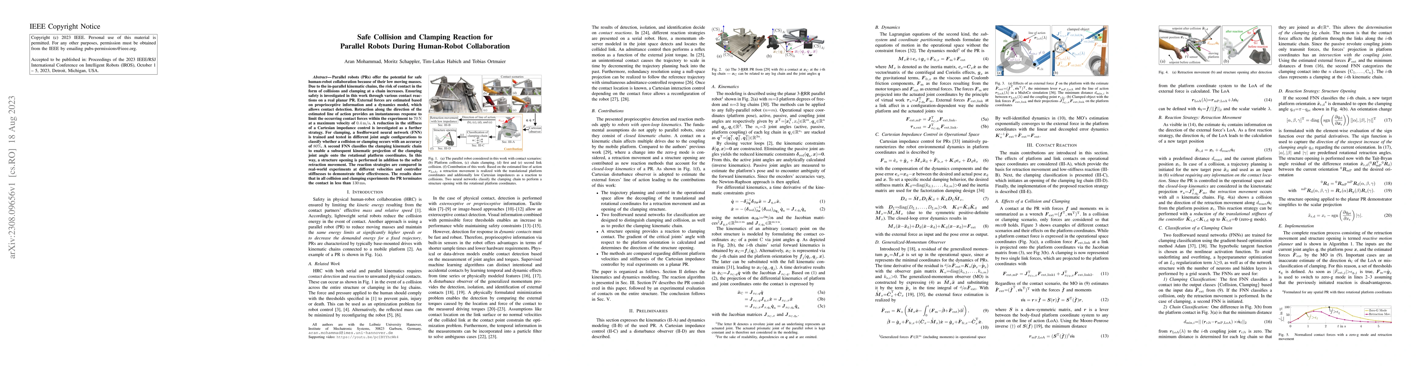 Thumbnail for Safe Collision and Clamping Reaction for Parallel Robots During
  Human-Robot Collaboration