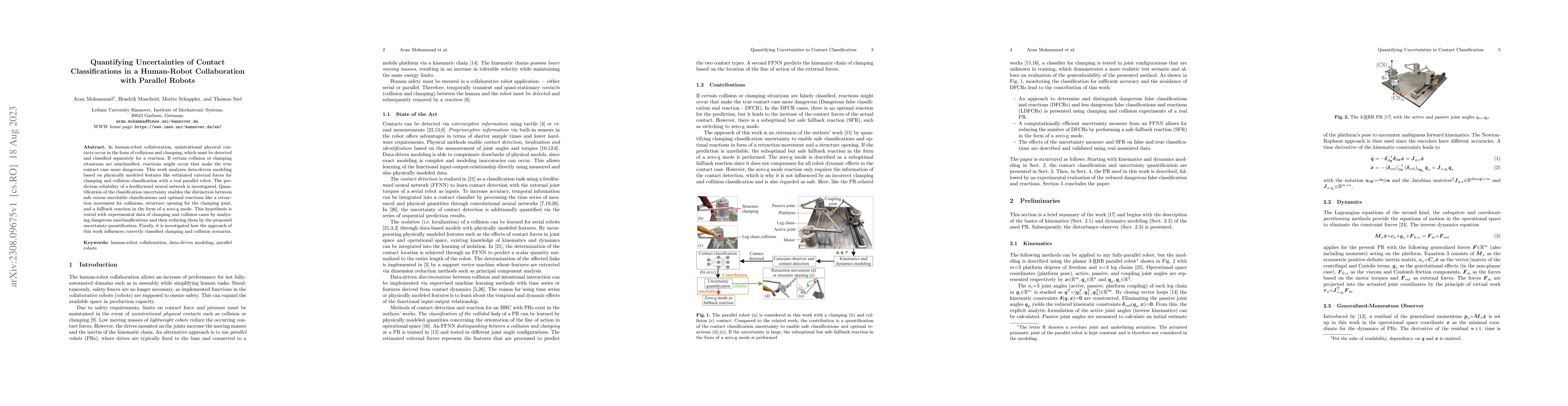 Thumbnail for Quantifying Uncertainties of Contact Classifications in a Human-Robot
  Collaboration with Parallel Robots