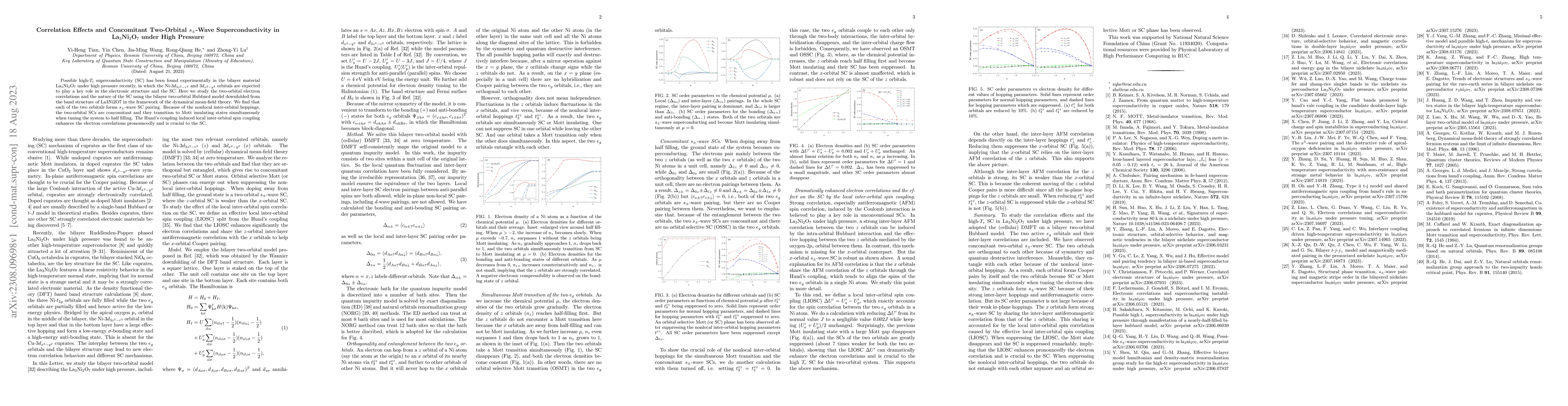 Thumbnail for Correlation Effects and Concomitant Two-Orbital $s_\pm$-Wave
  Superconductivity in La$_3$Ni$_2$O$_7$ under High Pressure