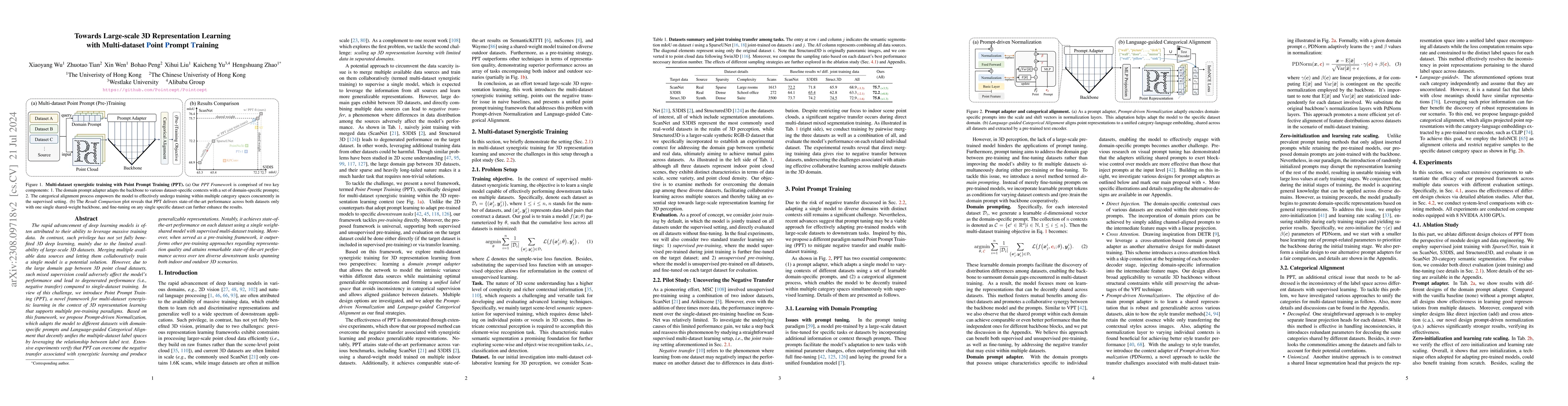 Thumbnail for Towards Large-scale 3D Representation Learning with Multi-dataset Point
  Prompt Training