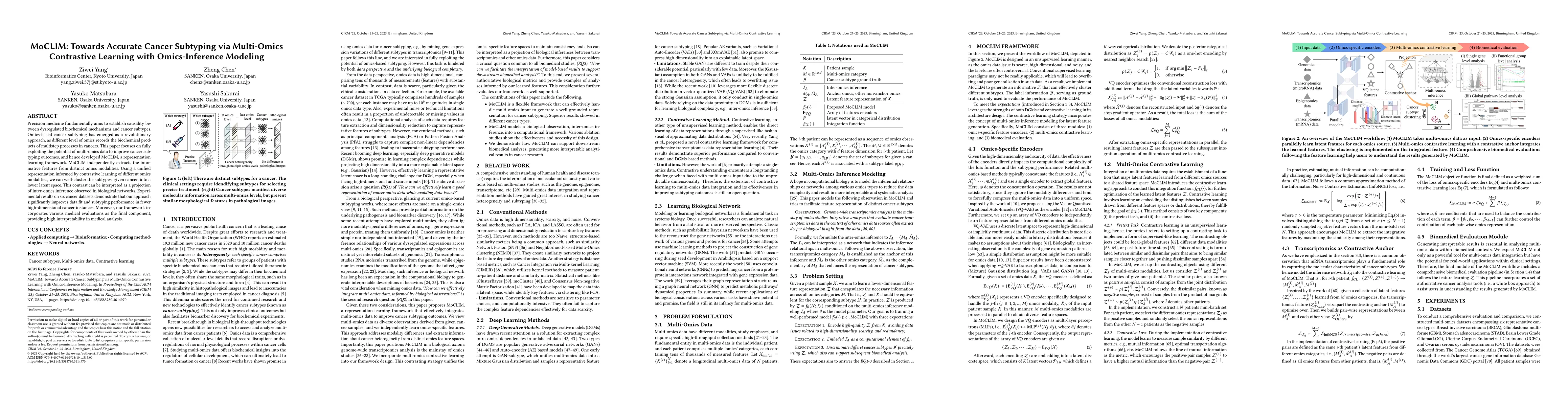 Thumbnail for MoCLIM: Towards Accurate Cancer Subtyping via Multi-Omics Contrastive
  Learning with Omics-Inference Modeling