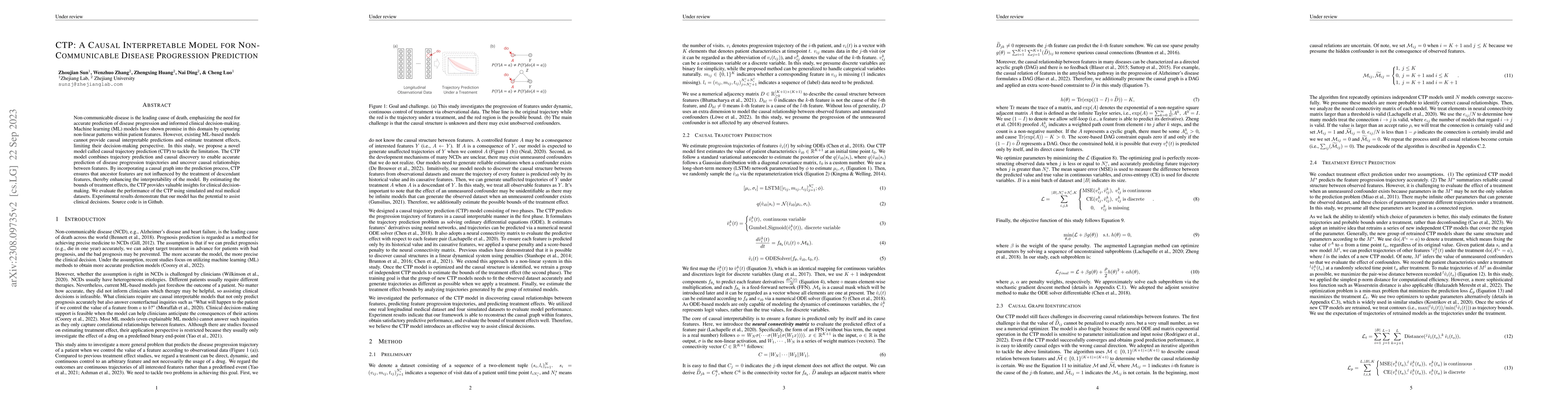 Thumbnail for CTP:A Causal Interpretable Model for Non-Communicable Disease
  Progression Prediction