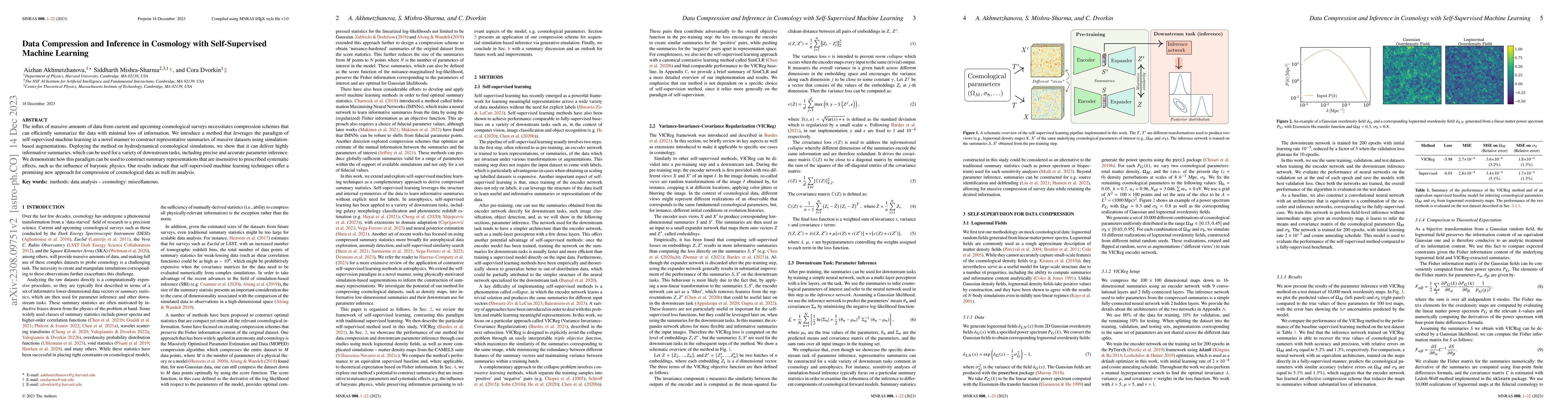 Thumbnail for Data Compression and Inference in Cosmology with Self-Supervised Machine
  Learning