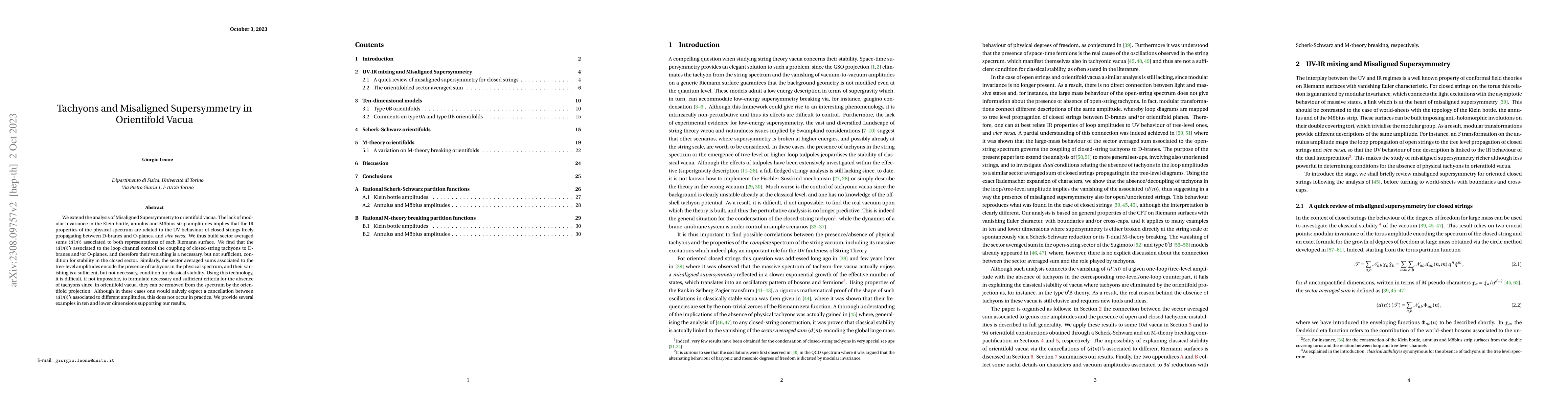 Thumbnail for Tachyons and Misaligned Supersymmetry in Orientifold Vacua