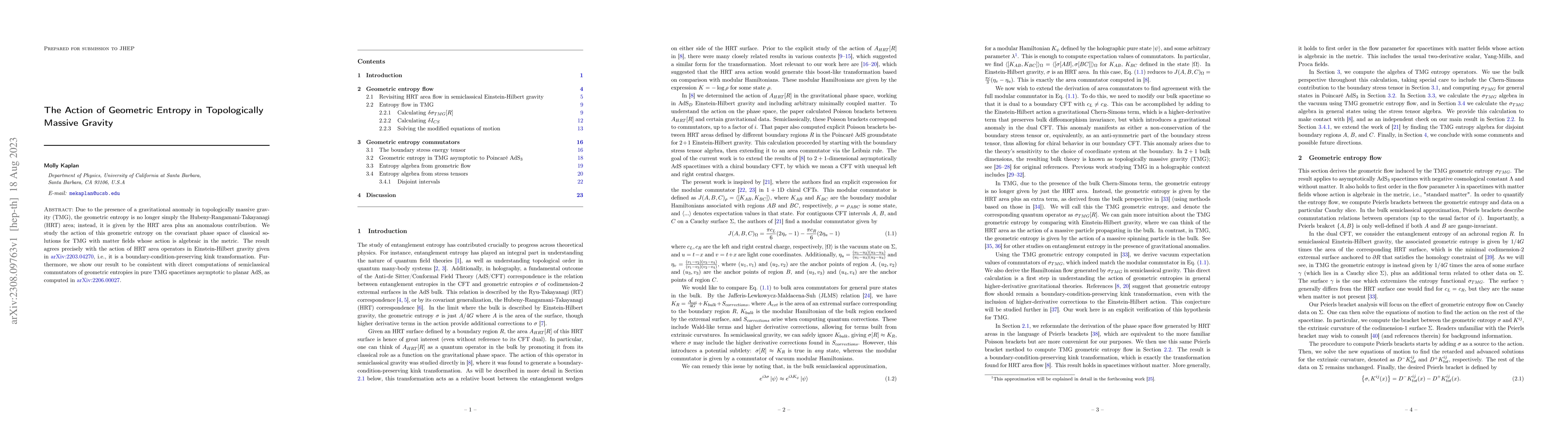Thumbnail for The Action of Geometric Entropy in Topologically Massive Gravity
