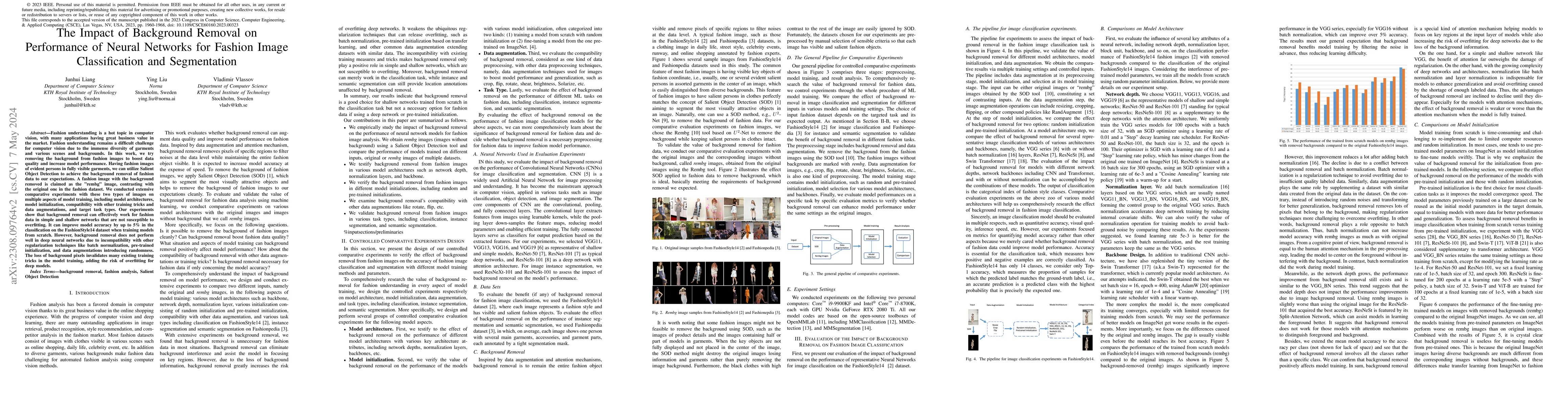 Thumbnail for The Impact of Background Removal on Performance of Neural Networks for
  Fashion Image Classification and Segmentation
