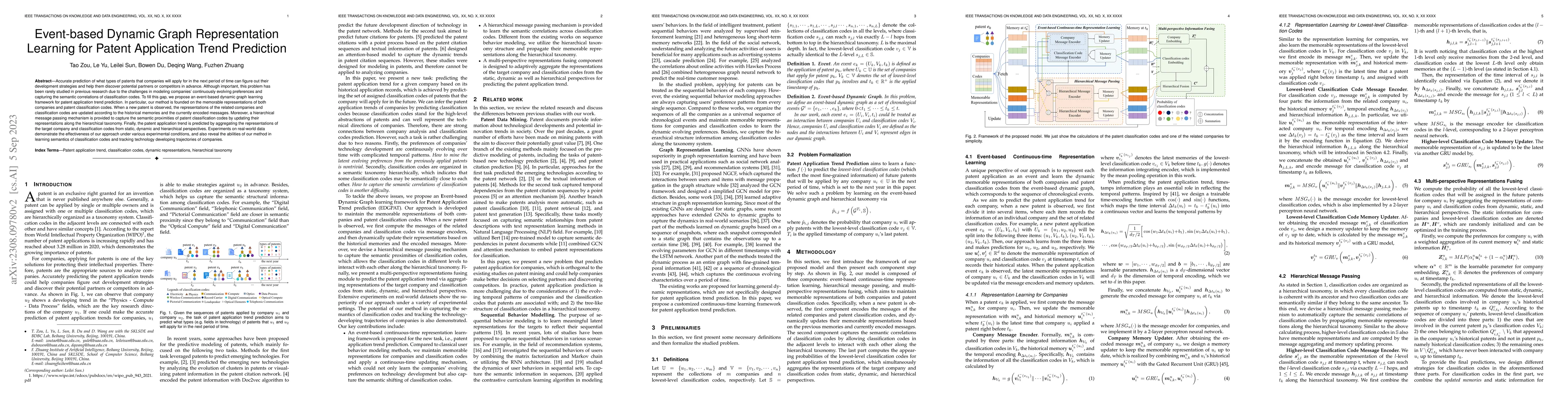 Thumbnail for Event-based Dynamic Graph Representation Learning for Patent Application
  Trend Prediction