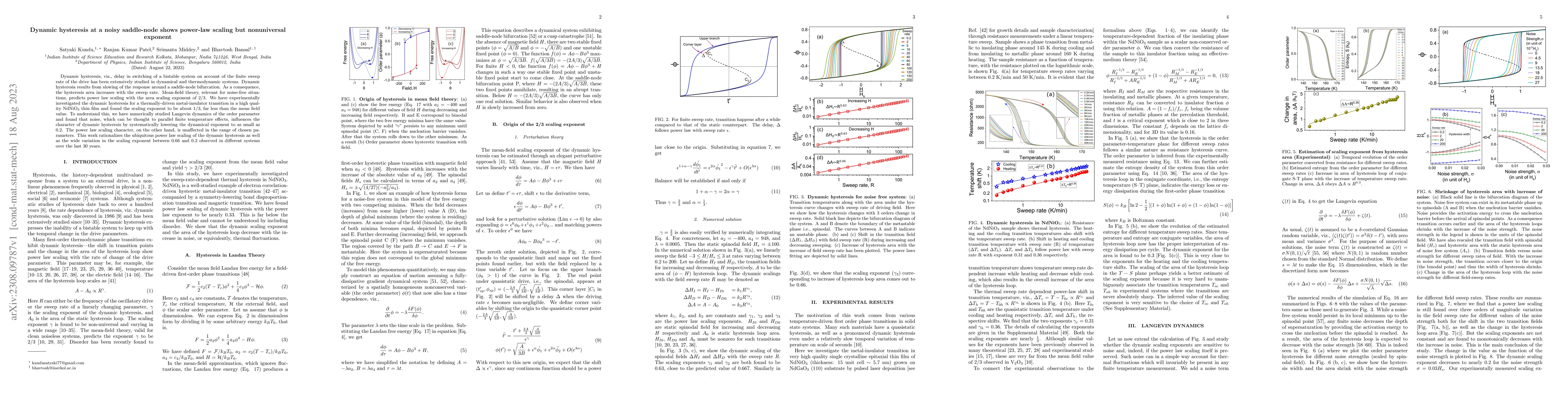 Thumbnail for Dynamic hysteresis at a noisy saddle-node shows power-law scaling but
  nonuniversal exponent