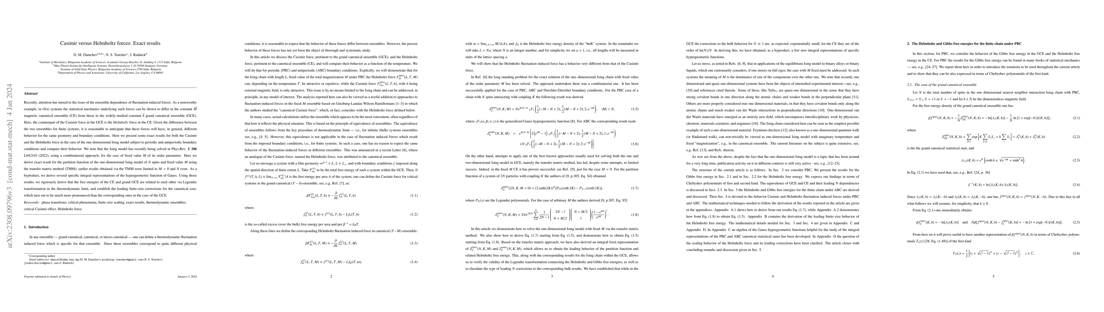 Thumbnail for Casimir versus Helmholtz forces: Exact results