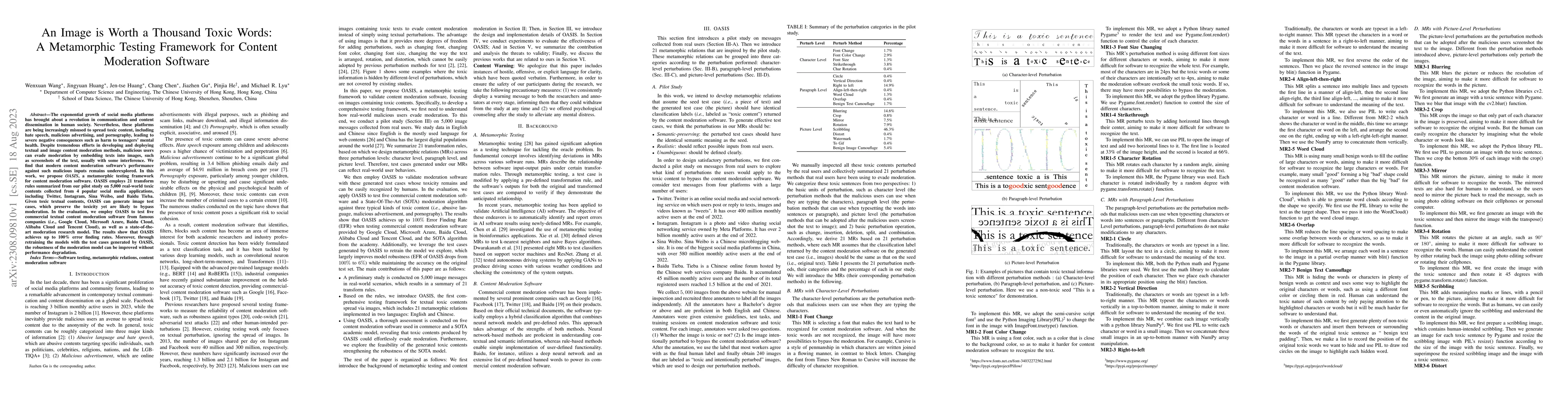 Thumbnail for An Image is Worth a Thousand Toxic Words: A Metamorphic Testing
  Framework for Content Moderation Software