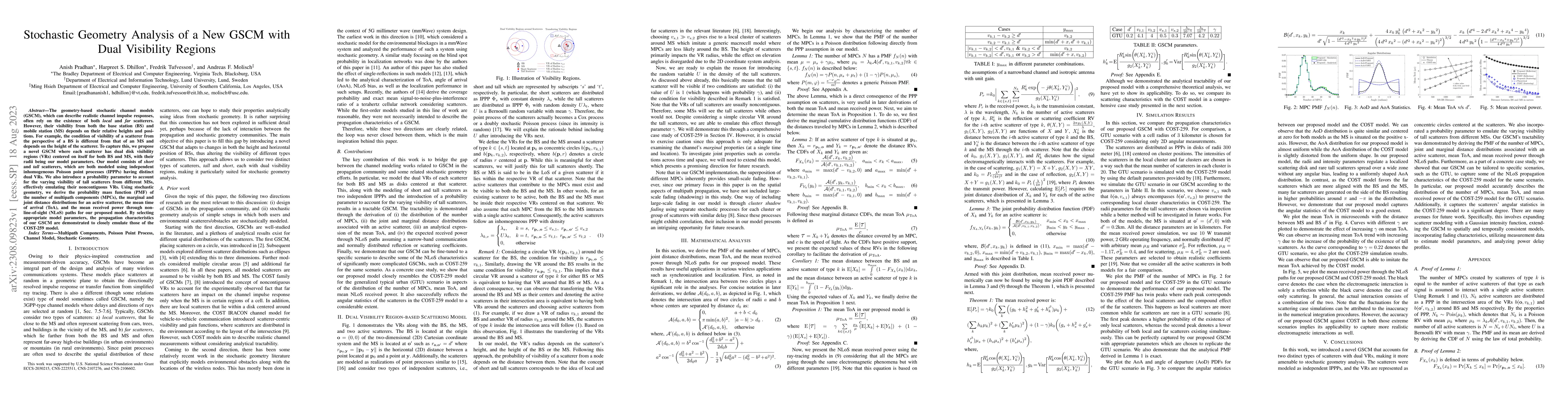 Thumbnail for Stochastic Geometry Analysis of a New GSCM with Dual Visibility Regions