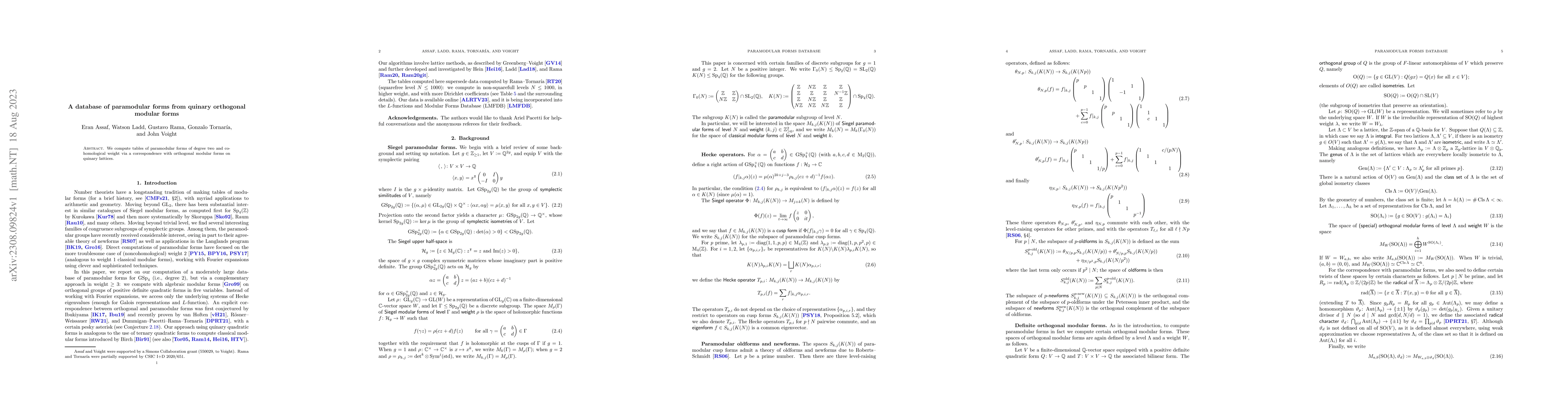 Thumbnail for A database of paramodular forms from quinary orthogonal modular forms