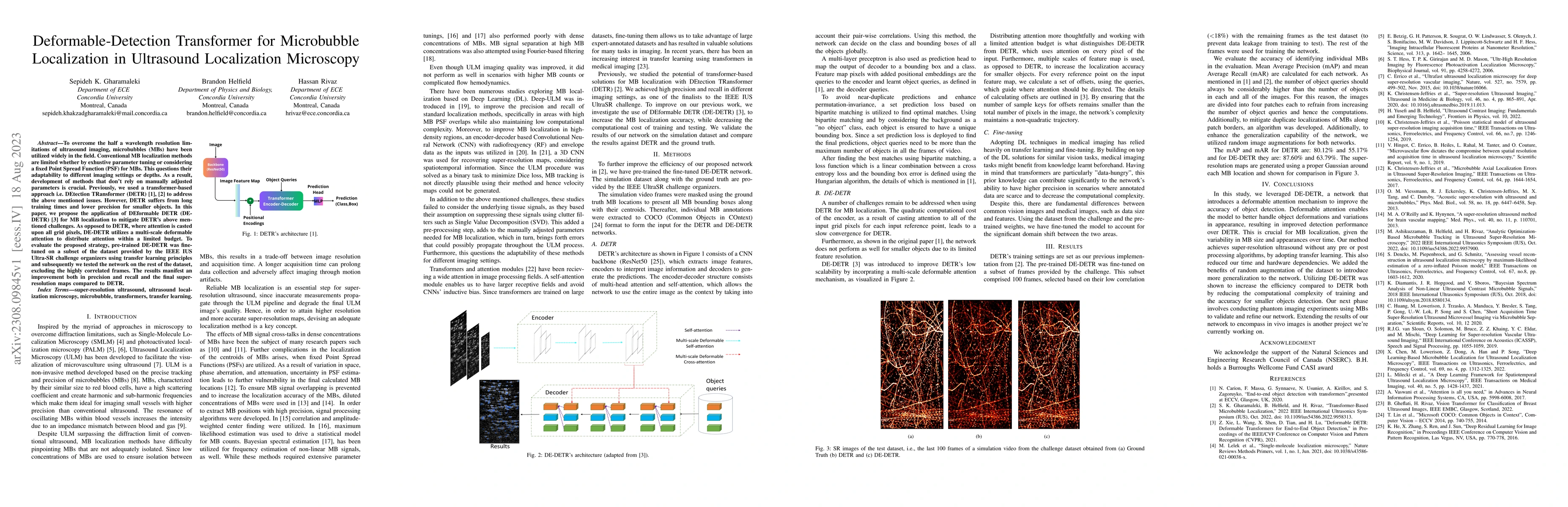 Thumbnail for Deformable-Detection Transformer for Microbubble Localization in
  Ultrasound Localization Microscopy