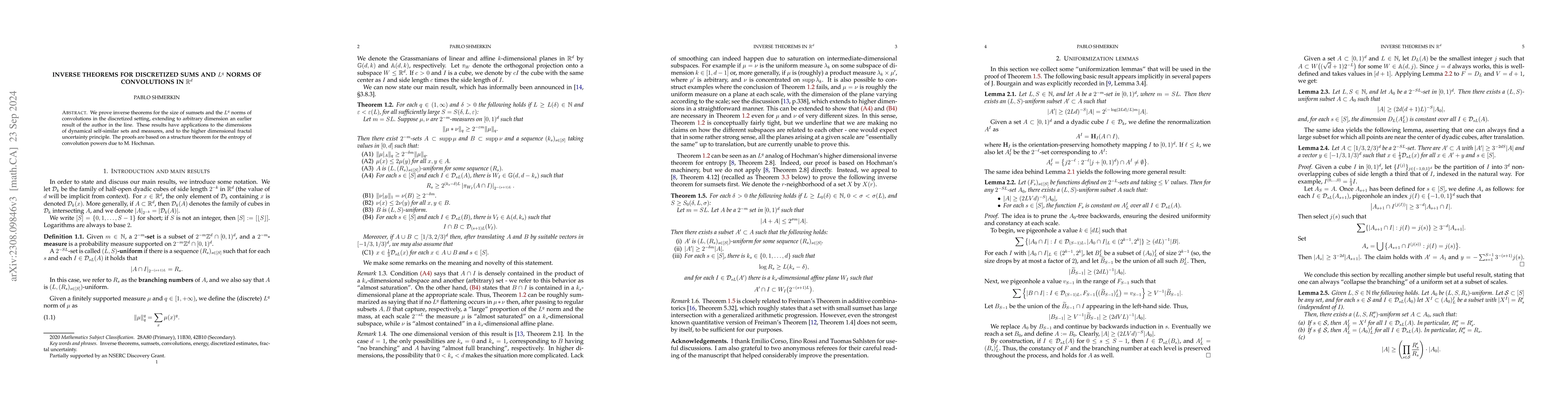 Thumbnail for Inverse theorems for discretized sums and $L^q$ norms of convolutions in
  $\mathbb{R}^d$