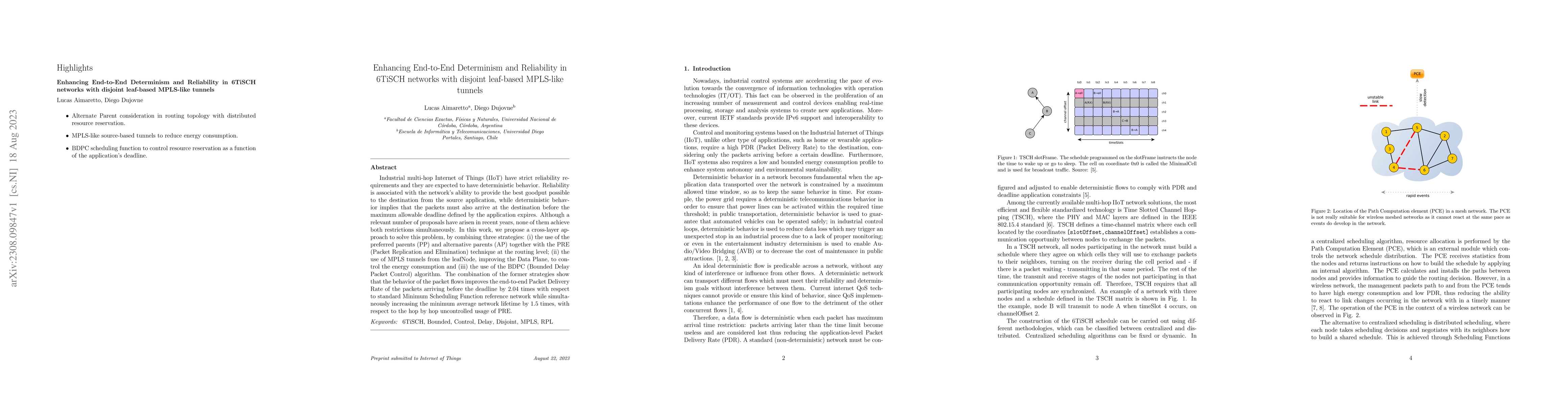 Thumbnail for Enhancing End-to-End Determinism and Reliability in 6TiSCH networks with
  disjoint leaf-based MPLS-like tunnels