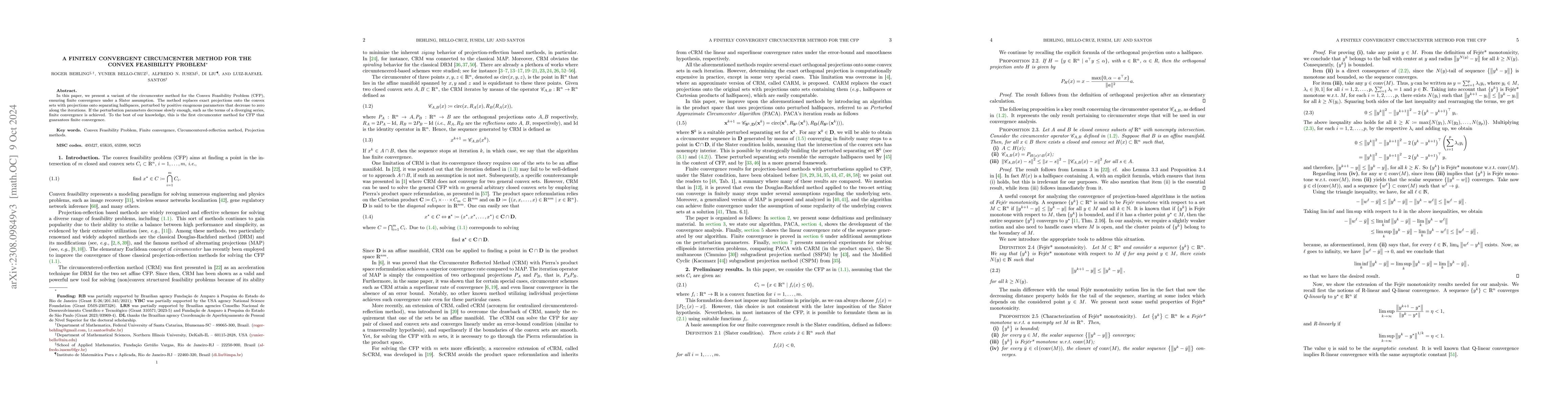 Thumbnail for A finitely convergent circumcenter method for the Convex Feasibility
  Problem