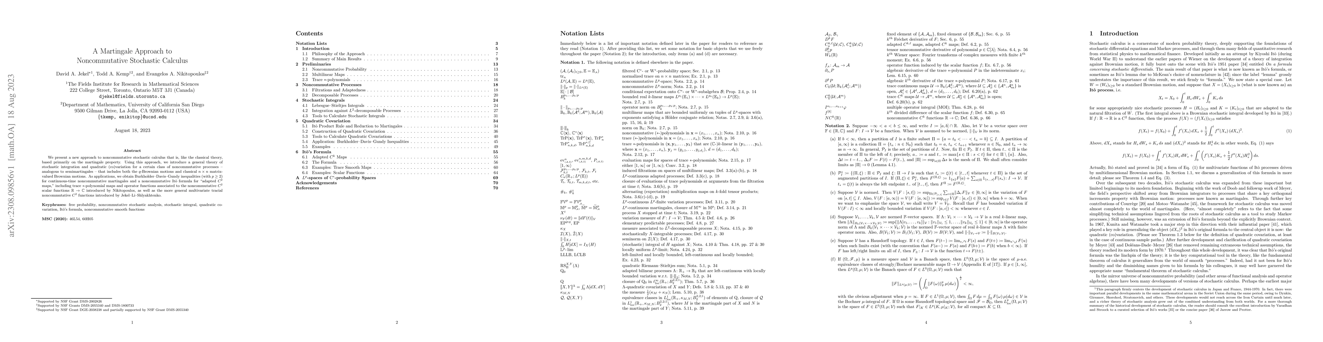 Thumbnail for A Martingale Approach to Noncommutative Stochastic Calculus