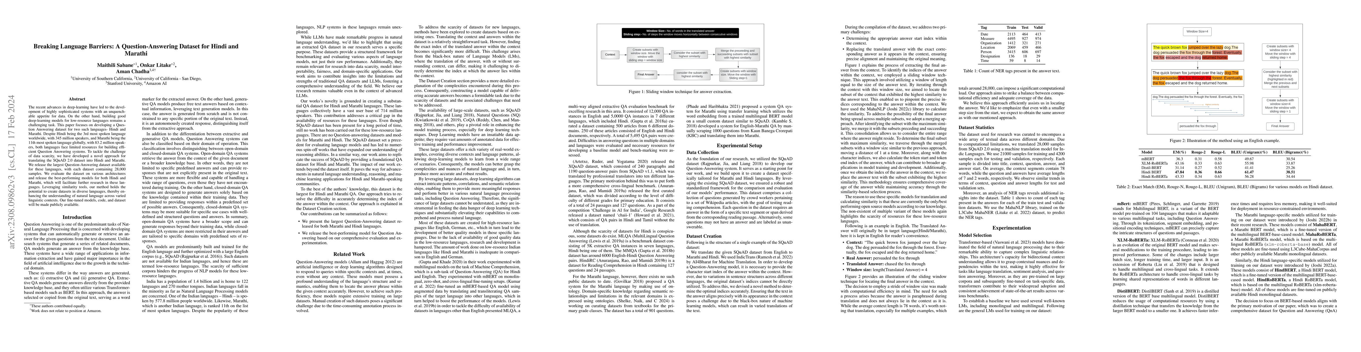 Thumbnail for Breaking Language Barriers: A Question Answering Dataset for Hindi and
  Marathi