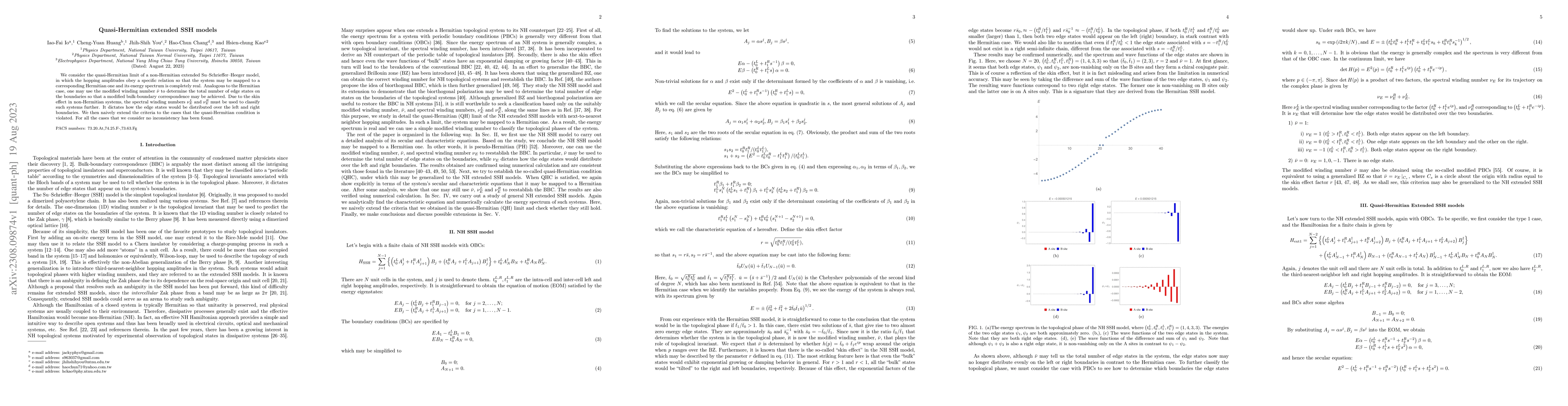 Thumbnail for Quasi-Hermitian extended SSH models
