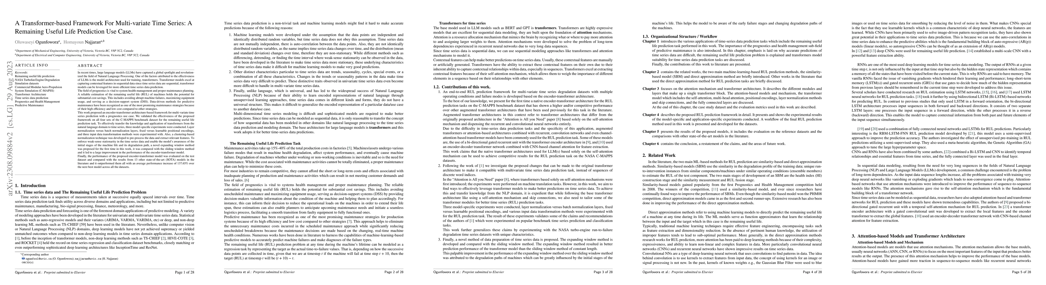 Thumbnail for A Transformer-based Framework For Multi-variate Time Series: A Remaining
  Useful Life Prediction Use Case