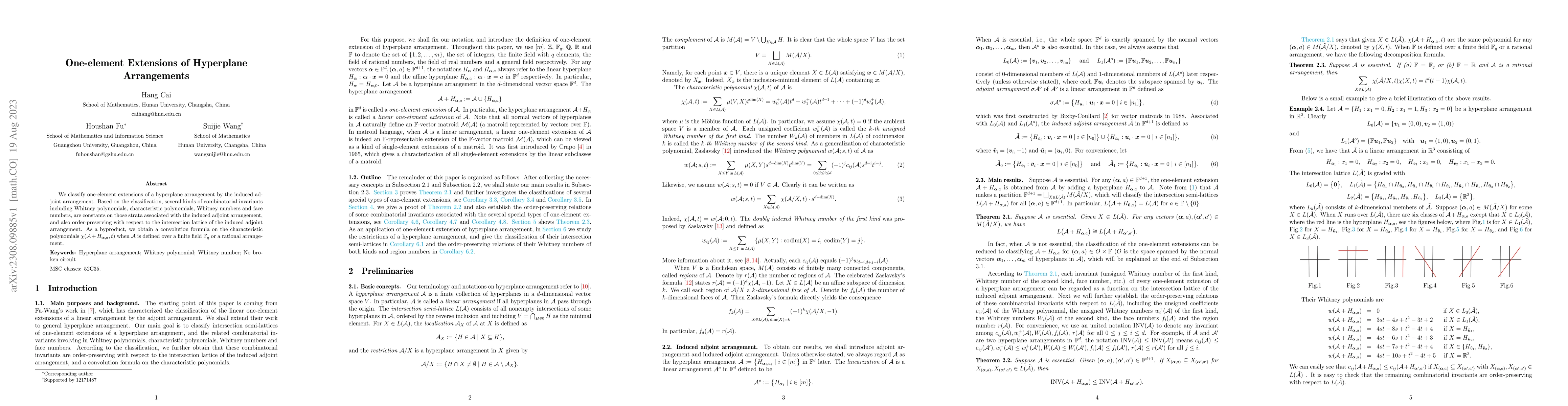 Thumbnail for One-element Extensions of Hyperplane Arrangements
