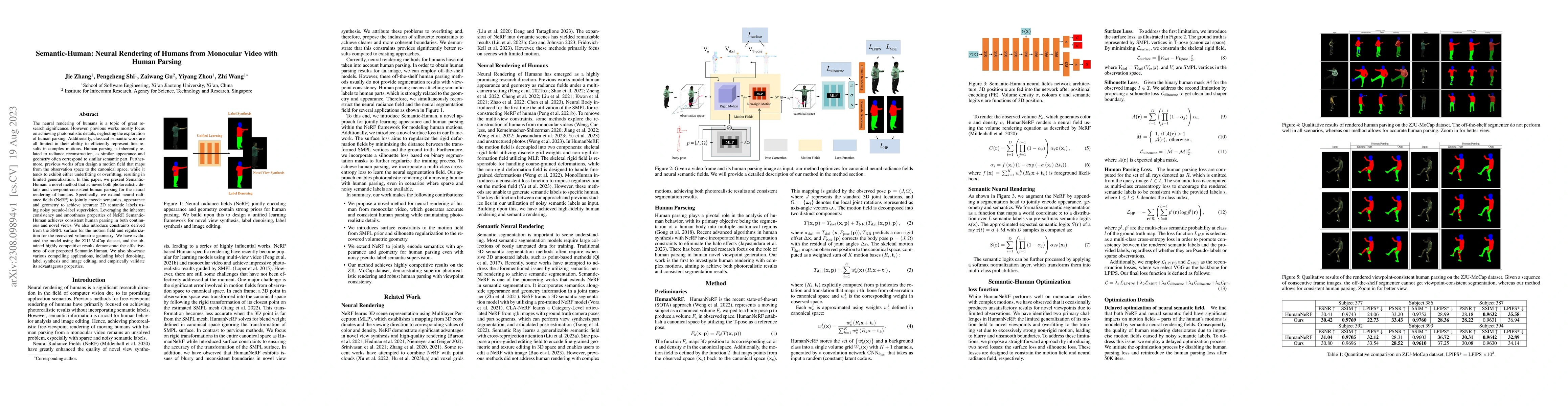 Thumbnail for Semantic-Human: Neural Rendering of Humans from Monocular Video with
  Human Parsing