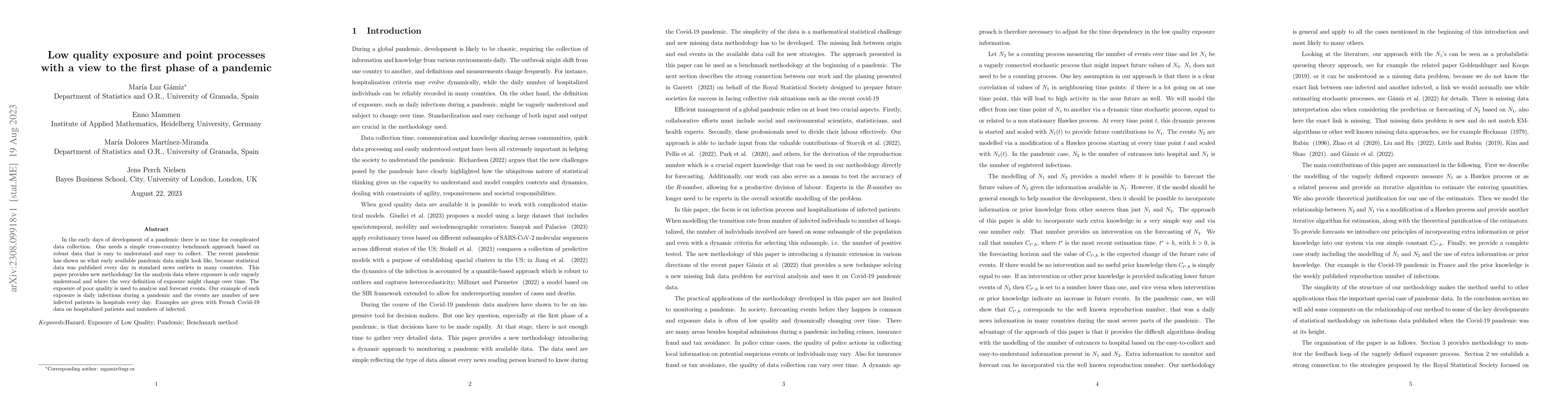 Thumbnail for Low quality exposure and point processes with a view to the first phase
  of a pandemic