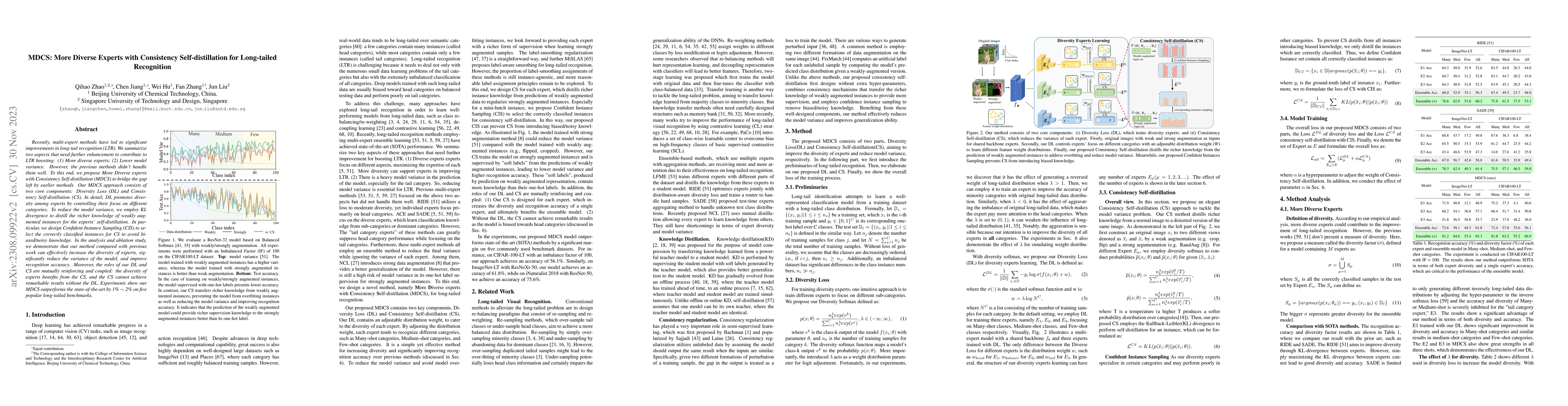 Thumbnail for MDCS: More Diverse Experts with Consistency Self-distillation for
  Long-tailed Recognition