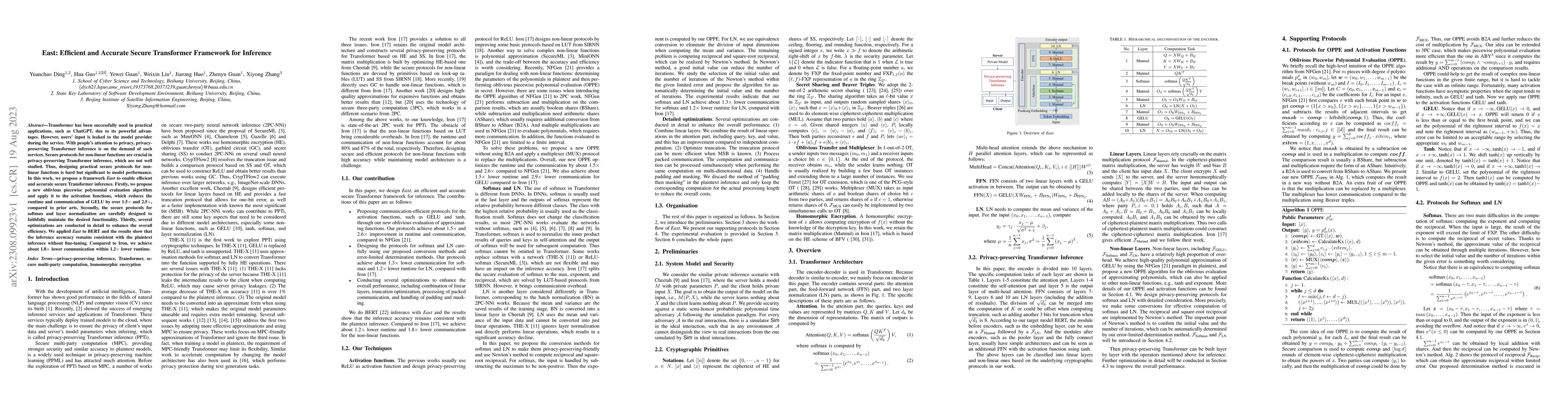 Thumbnail for East: Efficient and Accurate Secure Transformer Framework for Inference
