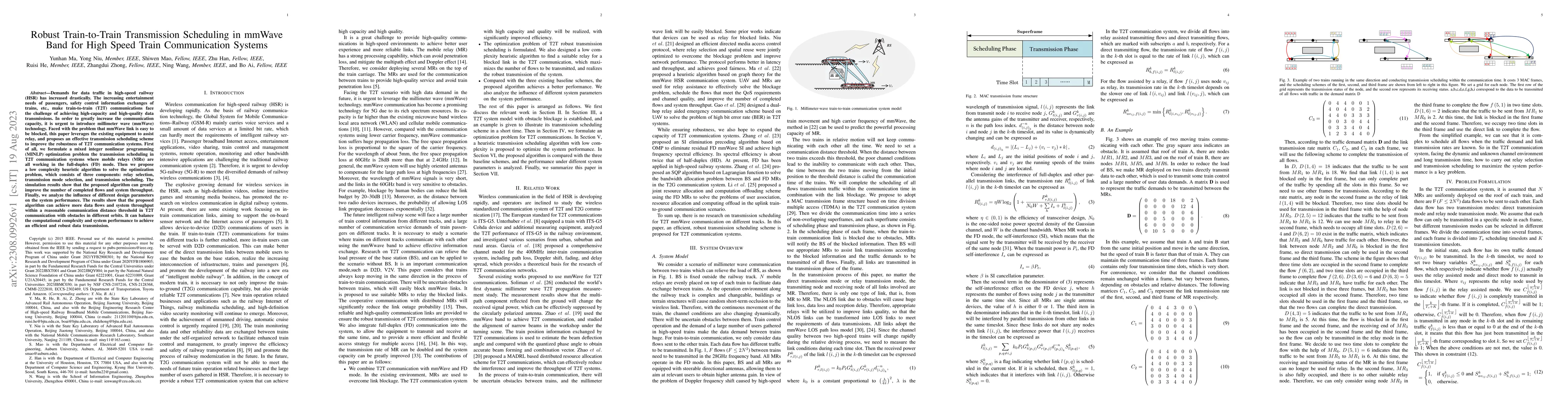 Thumbnail for Robust Train-to-Train Transmission Scheduling in mmWave Band for High
  Speed Train Communication Systems
