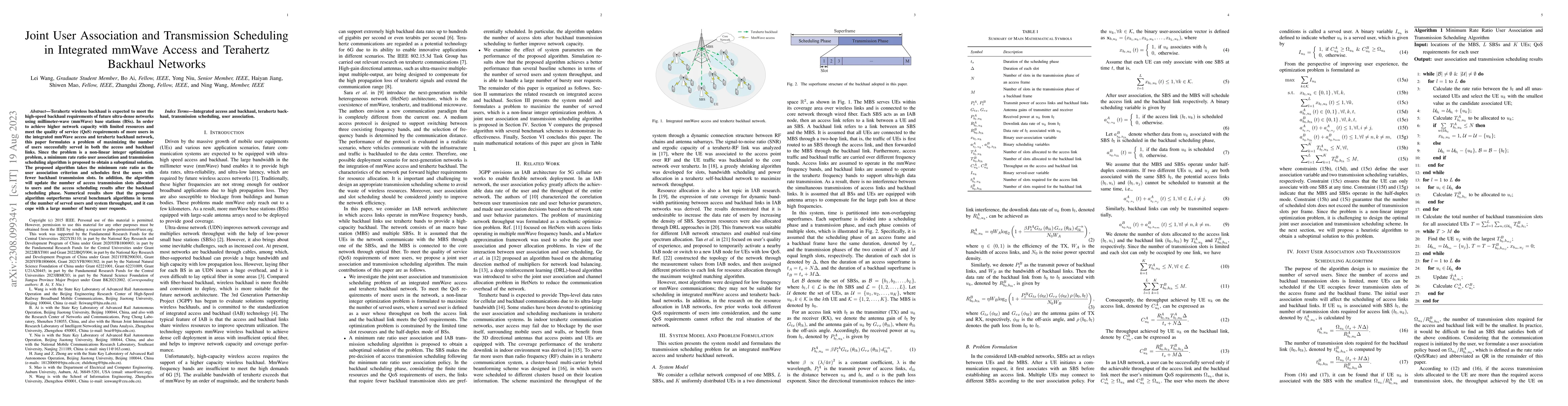 Thumbnail for Joint User Association and Transmission Scheduling in Integrated mmWave
  Access and Terahertz Backhaul Networks