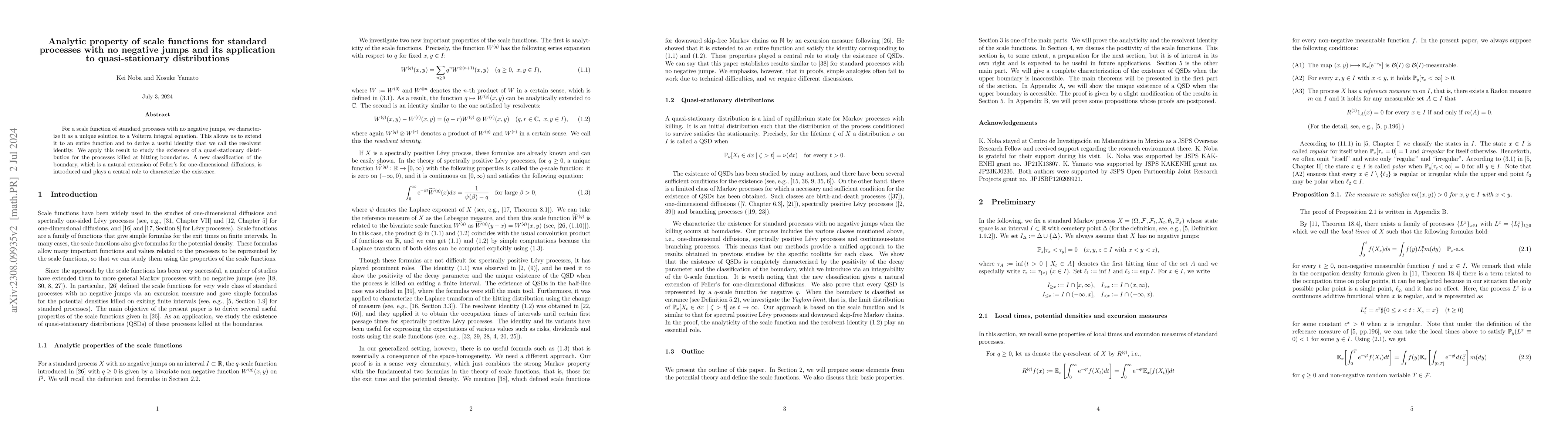 Thumbnail for Analytic property of generalized scale functions for standard processes
  with no negative jumps and its application to quasi-stationary distributions