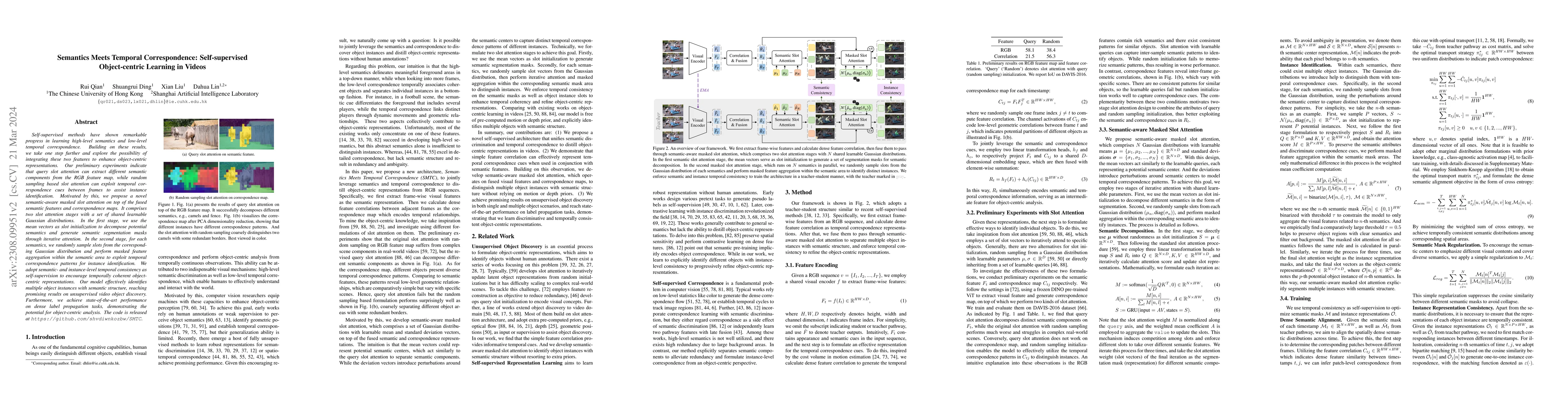 Thumbnail for Semantics Meets Temporal Correspondence: Self-supervised Object-centric
  Learning in Videos