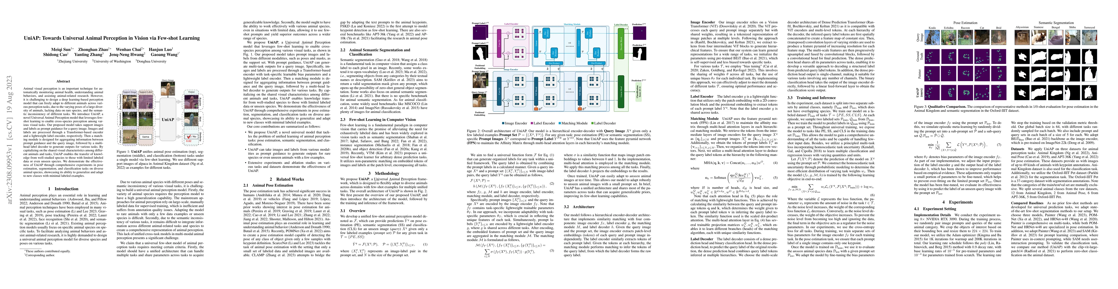 Thumbnail for UniAP: Towards Universal Animal Perception in Vision via Few-shot
  Learning