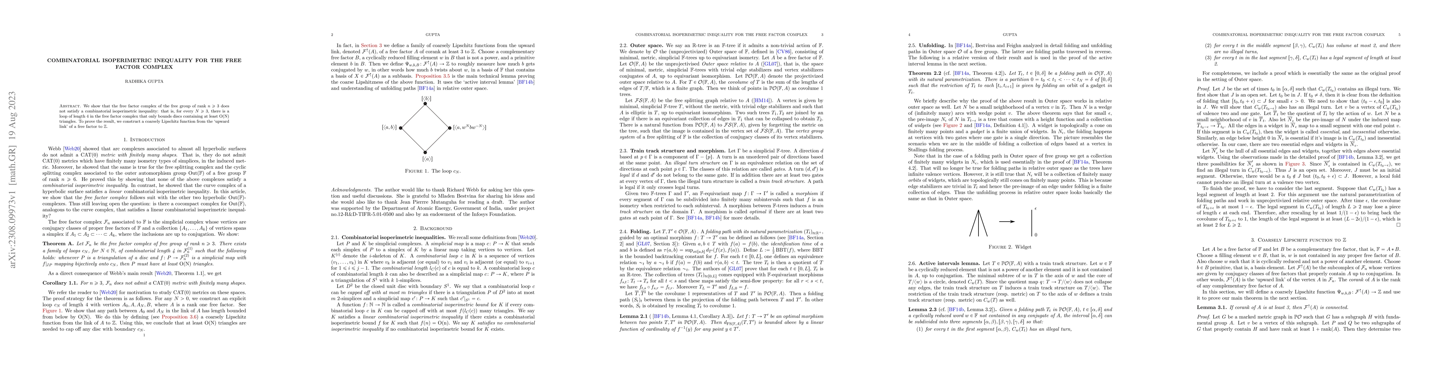 Thumbnail for Combinatorial isoperimetric inequality for the free factor complex