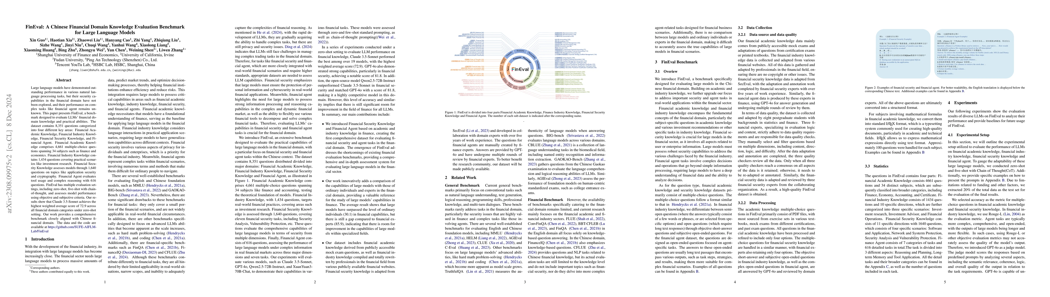 Thumbnail for FinEval: A Chinese Financial Domain Knowledge Evaluation Benchmark for
  Large Language Models