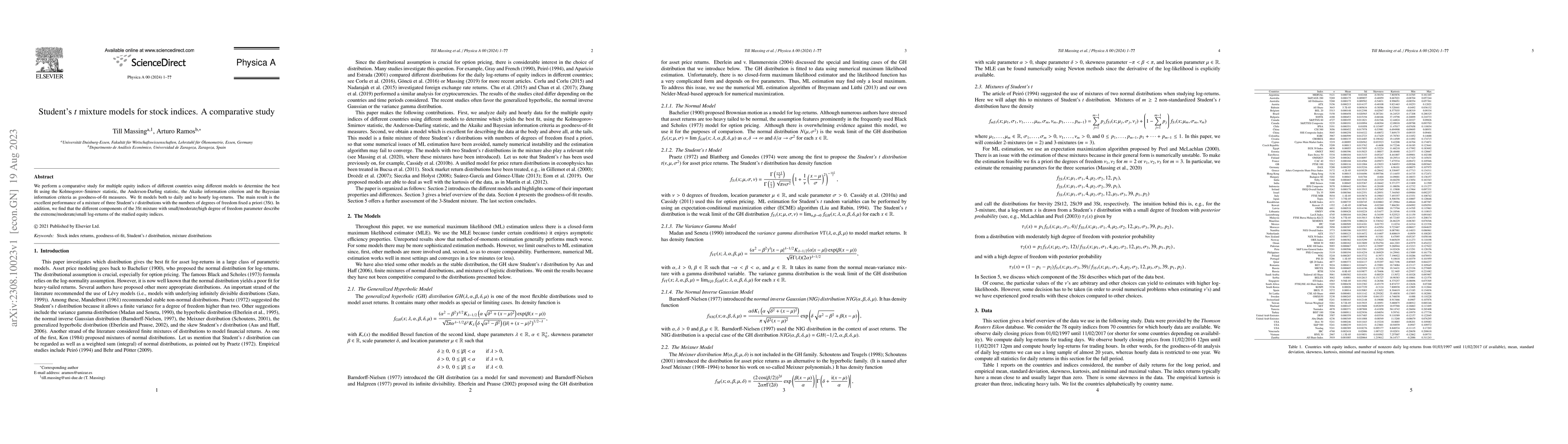 Thumbnail for Student't mixture models for stock indices. A comparative study