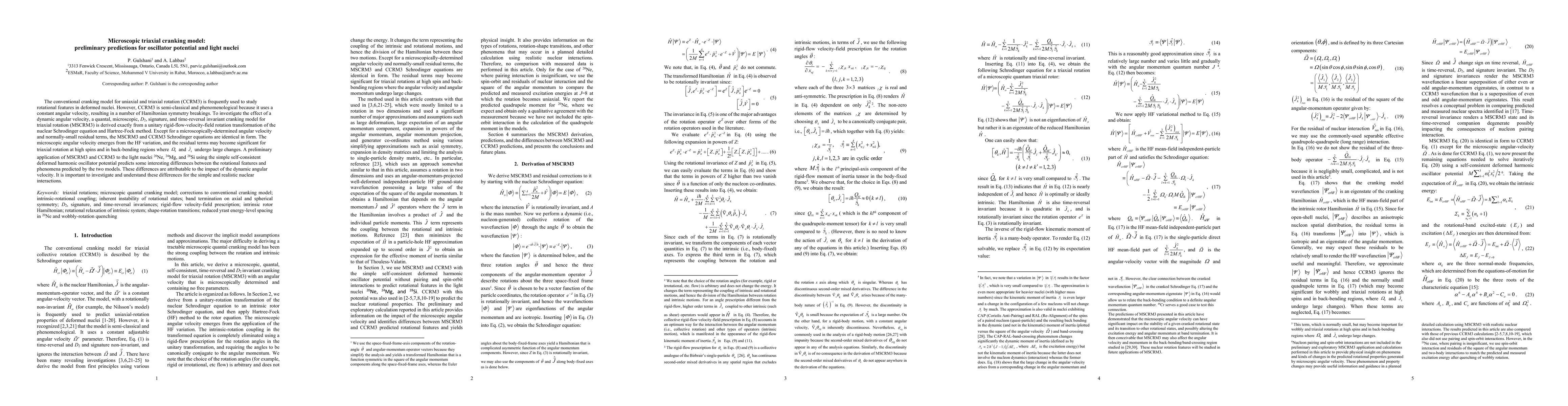 Thumbnail for Microscopic triaxial cranking model: preliminary predictions for
  oscillator potential and light nuclei