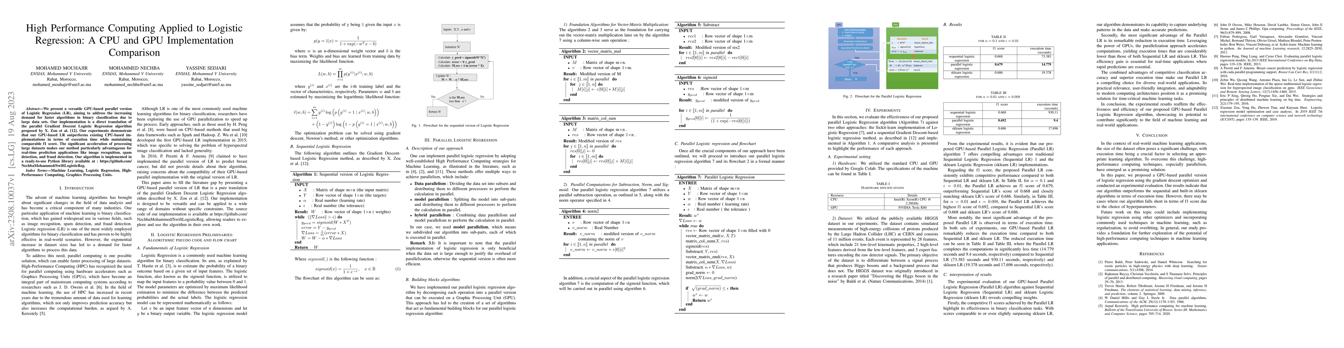 Thumbnail for High Performance Computing Applied to Logistic Regression: A CPU and GPU
  Implementation Comparison