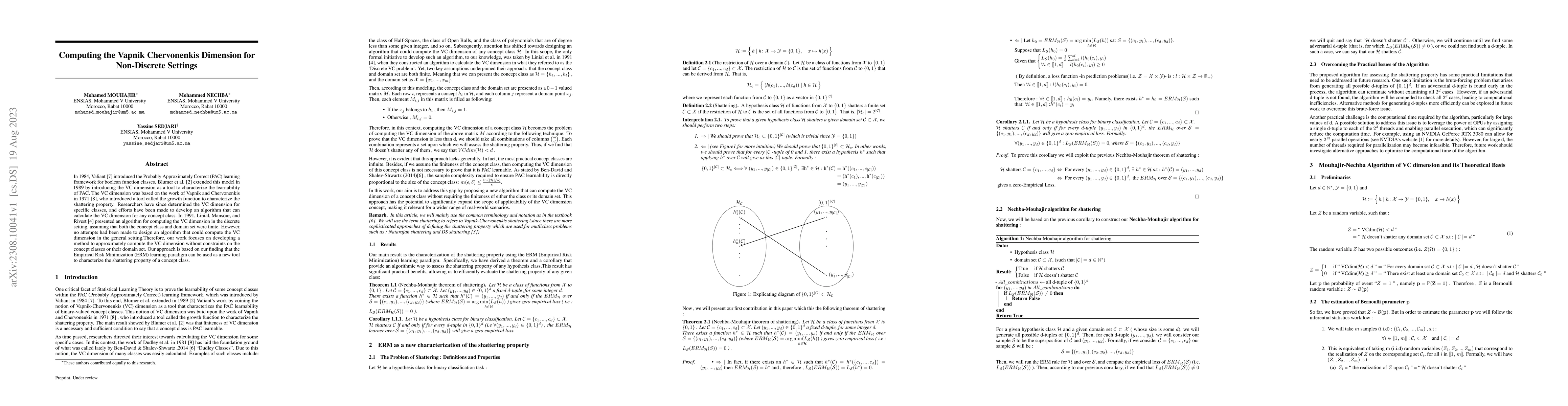 Thumbnail for Computing the Vapnik Chervonenkis Dimension for Non-Discrete Settings