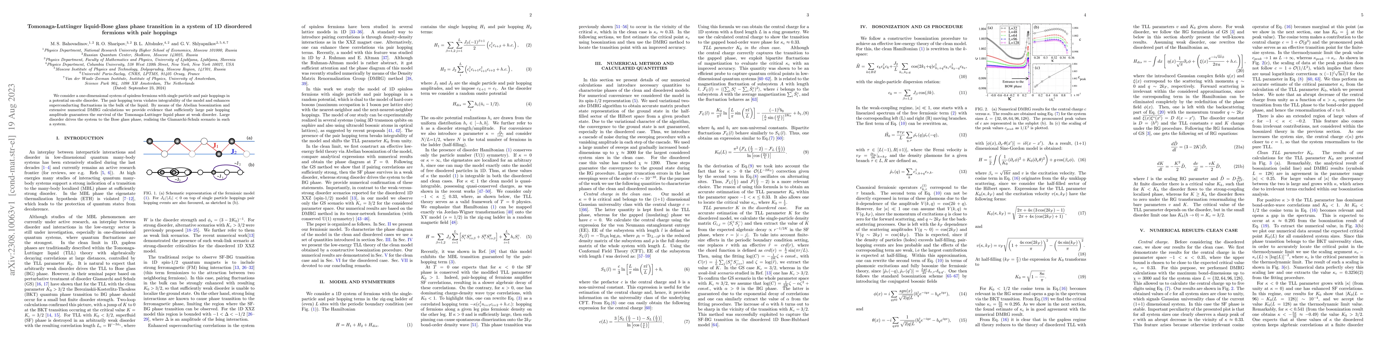 Thumbnail for Tomonaga-Luttinger liquid-Bose glass phase transition in a system of 1D
  disordered fermions with pair hoppings