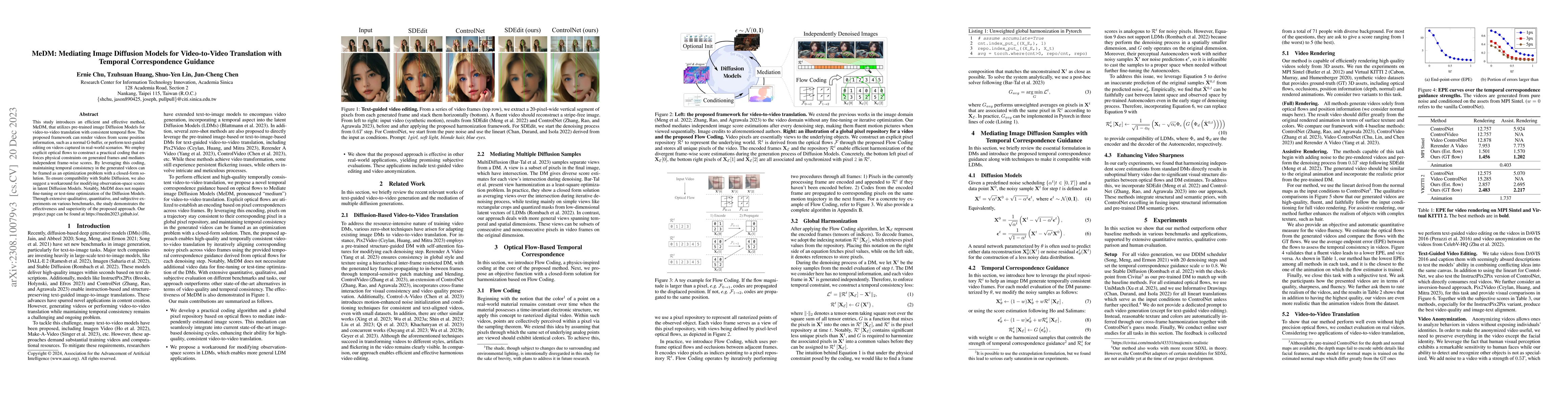 Thumbnail for MeDM: Mediating Image Diffusion Models for Video-to-Video Translation
  with Temporal Correspondence Guidance