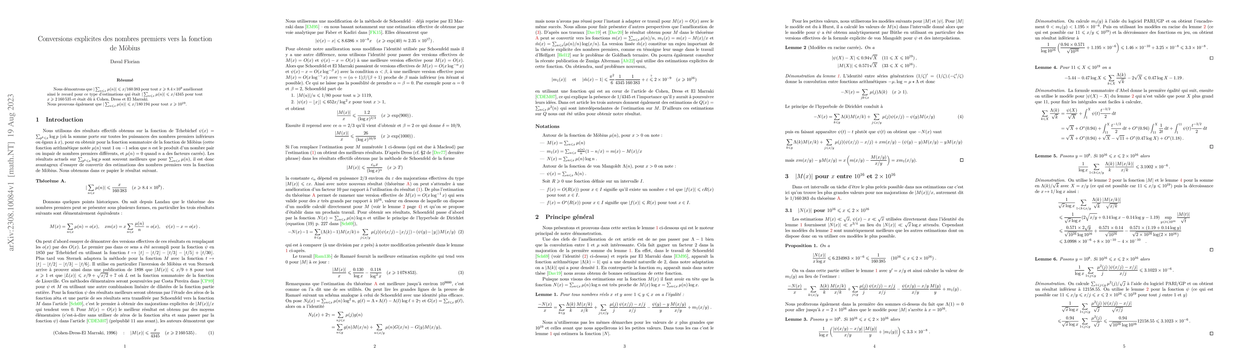 Thumbnail for Conversions explicites des nombres premiers vers la fonction de M\"obius