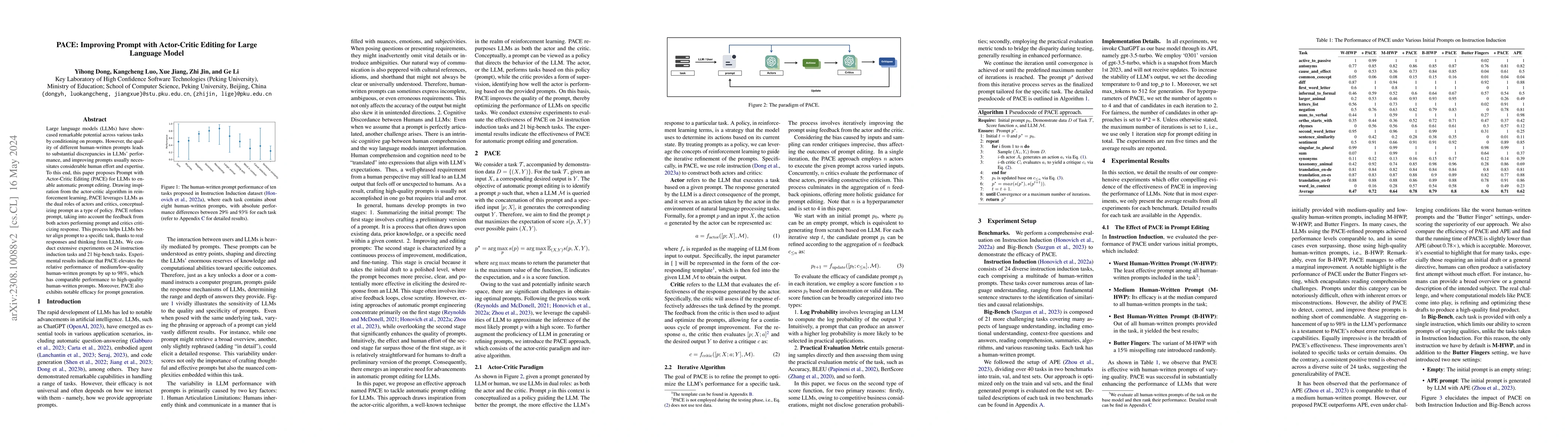 Thumbnail for PACE: Improving Prompt with Actor-Critic Editing for Large Language
  Model
