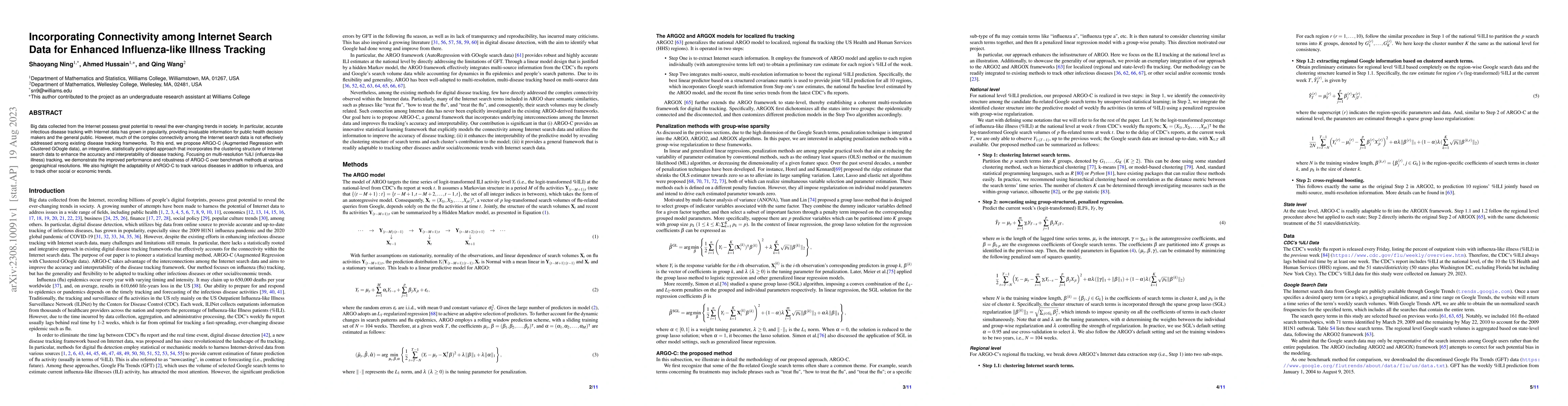 Thumbnail for Incorporating Connectivity among Internet Search Data for Enhanced
  Influenza-like Illness Tracking