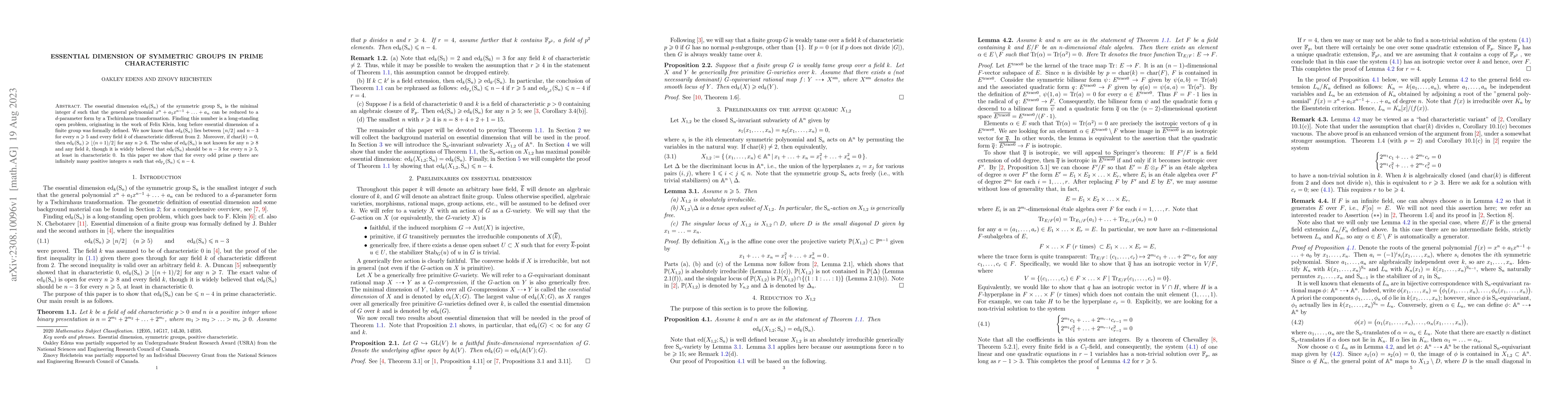 Thumbnail for Essential dimension of symmetric groups in prime characteristic