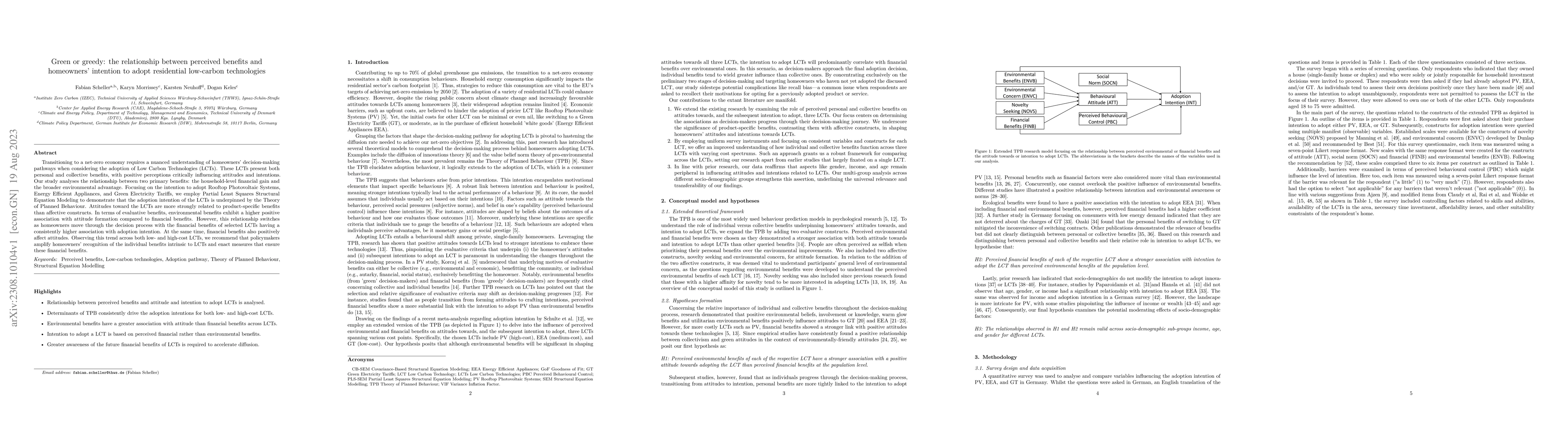 Thumbnail for Green or greedy: the relationship between perceived benefits and
  homeowners' intention to adopt residential low-carbon technologies