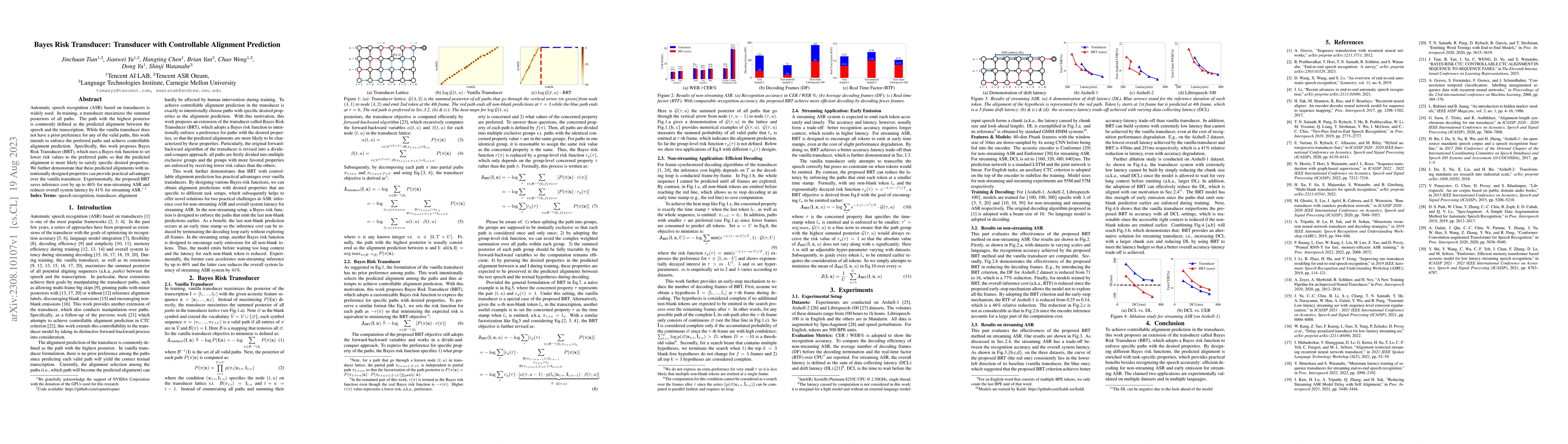 Thumbnail for Bayes Risk Transducer: Transducer with Controllable Alignment Prediction