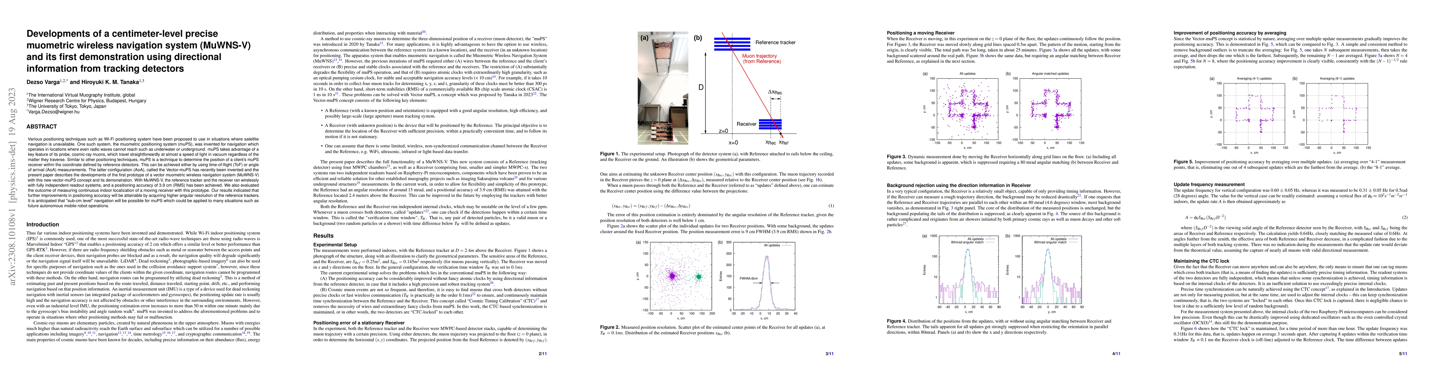 Thumbnail for Developments of a centimeter-level precise muometric wireless navigation
  system (MuWNS-V) and its first demonstration using directional information
  from tracking detectors