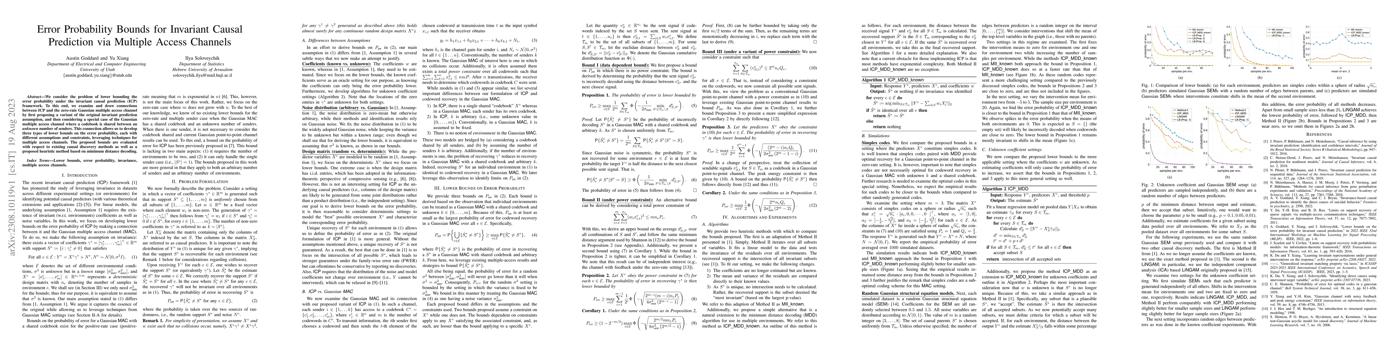 Thumbnail for Error Probability Bounds for Invariant Causal Prediction via Multiple
  Access Channels